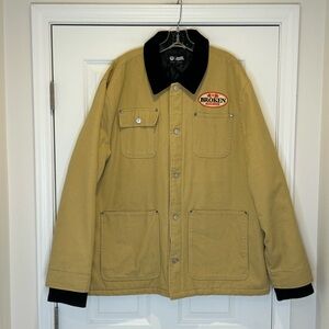 Broken Promises Logo Tan Men's Jacket Size XXL Gas Station Graphics Logo Patch